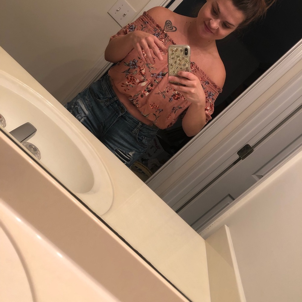 Off the shoulder floral crop top